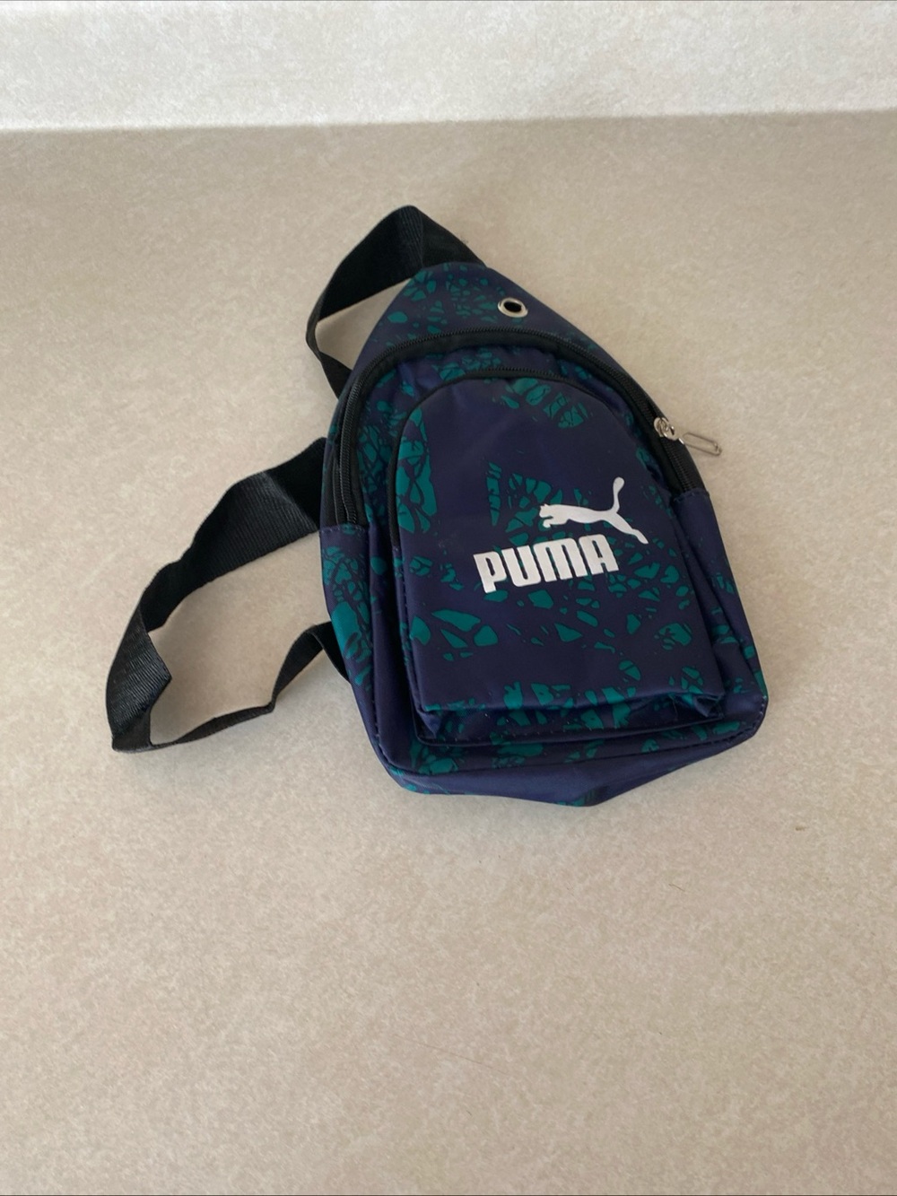 Puma Navy and Green Patterned Sling Bag for Men